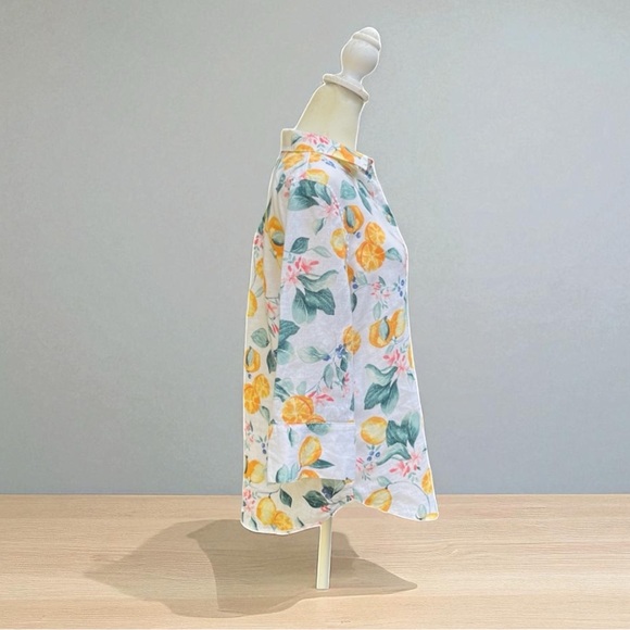 Chico’s 100% Linen Lemon Citrus Button Up Blouse Size 00 (US 2) - Picture 7 of 12